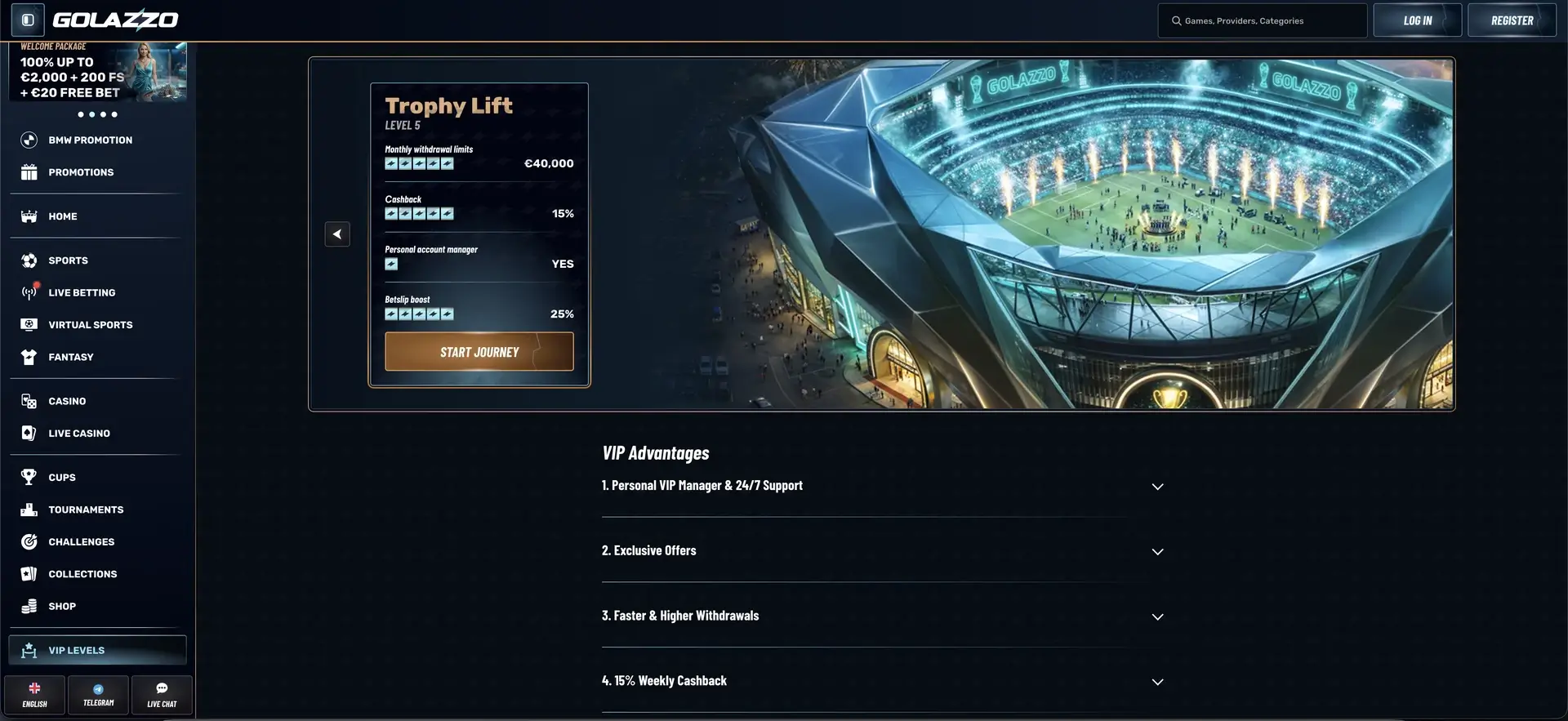 VIP-Level bei Golazzo Casino bei Golazzo Casino